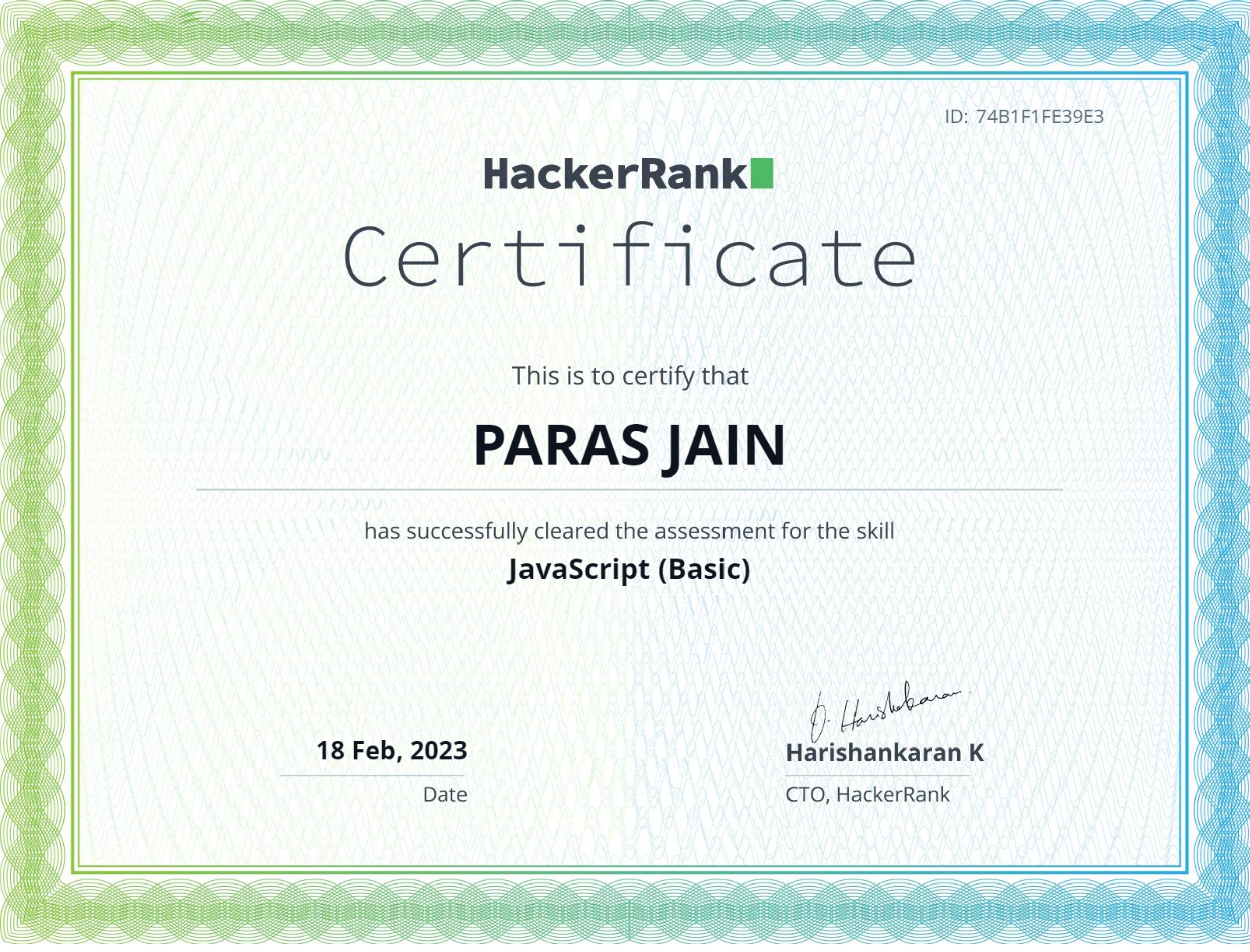 Javascript certificate